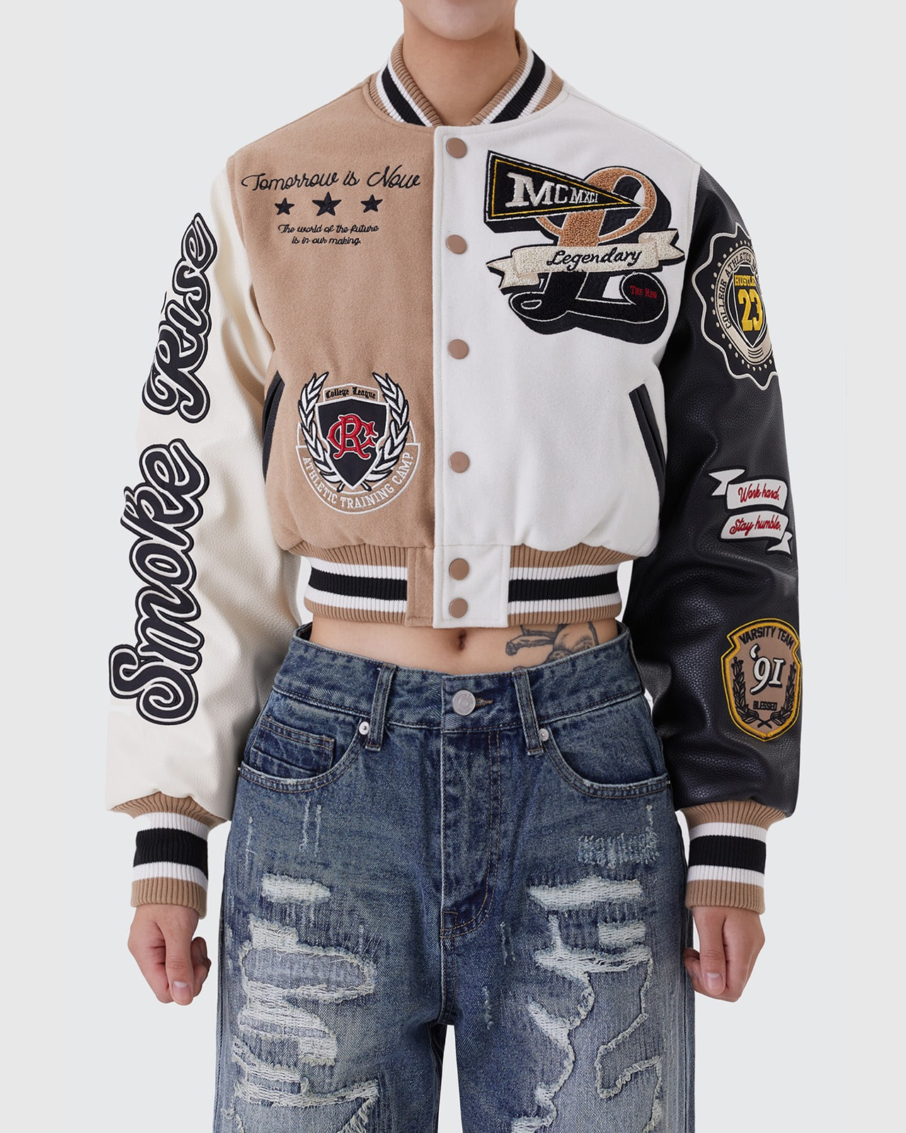 SR VARSITY JACKET_SAND DUNE