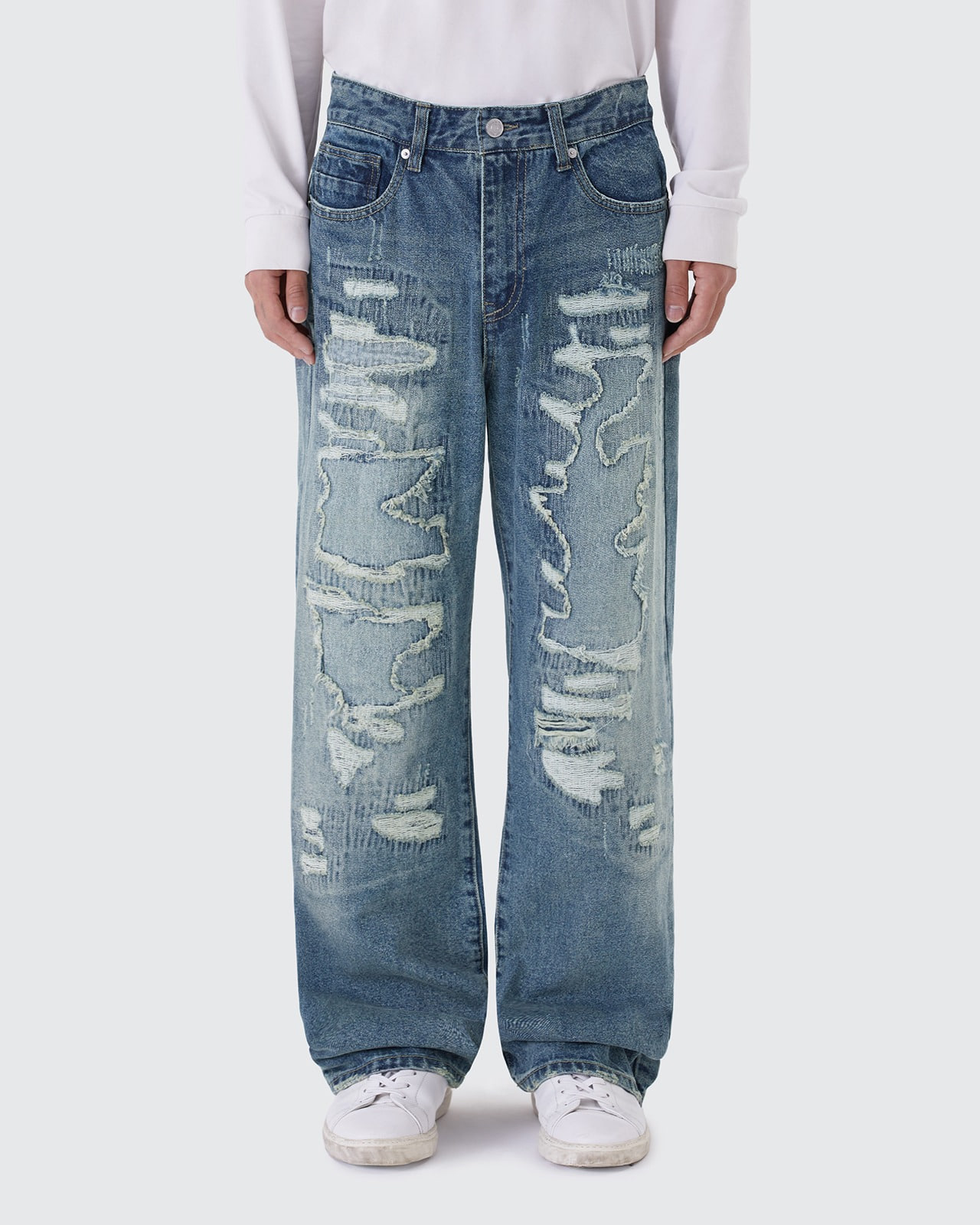 HEAVY DISTRESSED JEANS_LISBON BLUE