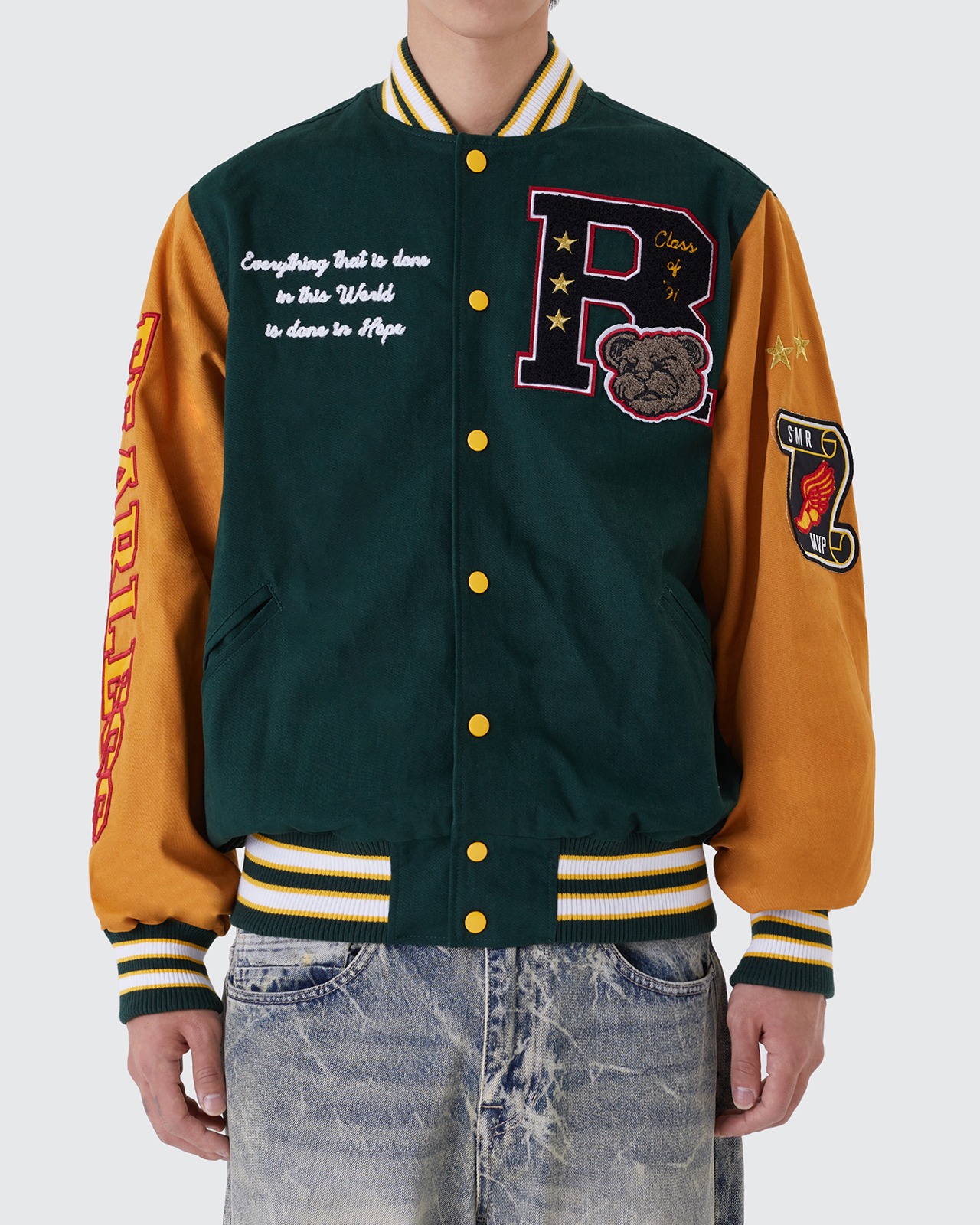 TWILL VARSITY JACKET_GREEN