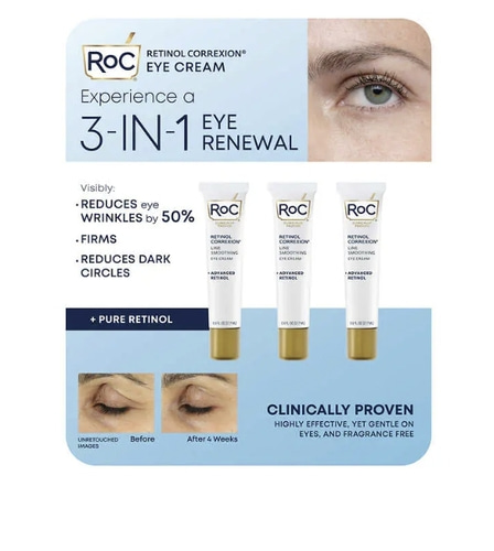 RoC Line Smoothing Eye Cream 3-pack, 0.6 fl oz - 미국 코스트코 아이크림 3개 세트