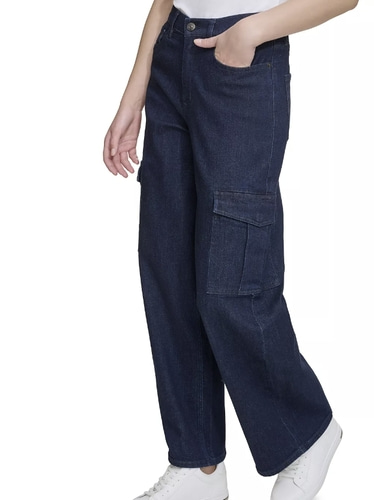 DKNY High-Rise Wide-Leg Cargo Jeans