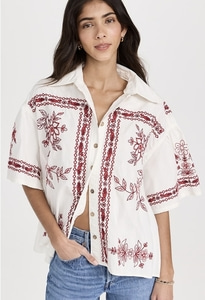 Free People We The Free Spring Refresh Vacation Shirt - 자수 셔츠 !