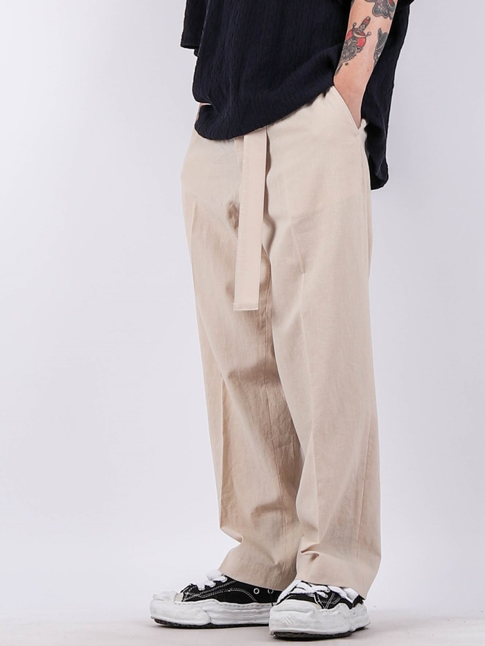 NV Belt Linen Wide Pants (2color)