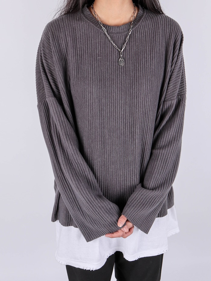 GE Crop Brushed Ribbed Long Sleeve Tee (2color)