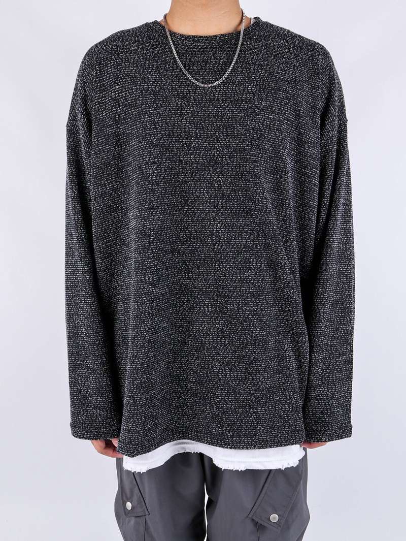 AL Mix Knit Long Sleeve Tee (2color)