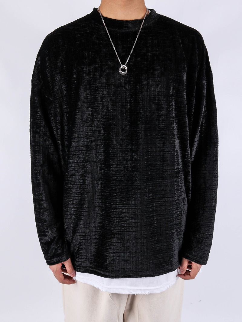 GE Chris Velvet Pleated Long Sleeve Tee (2color)