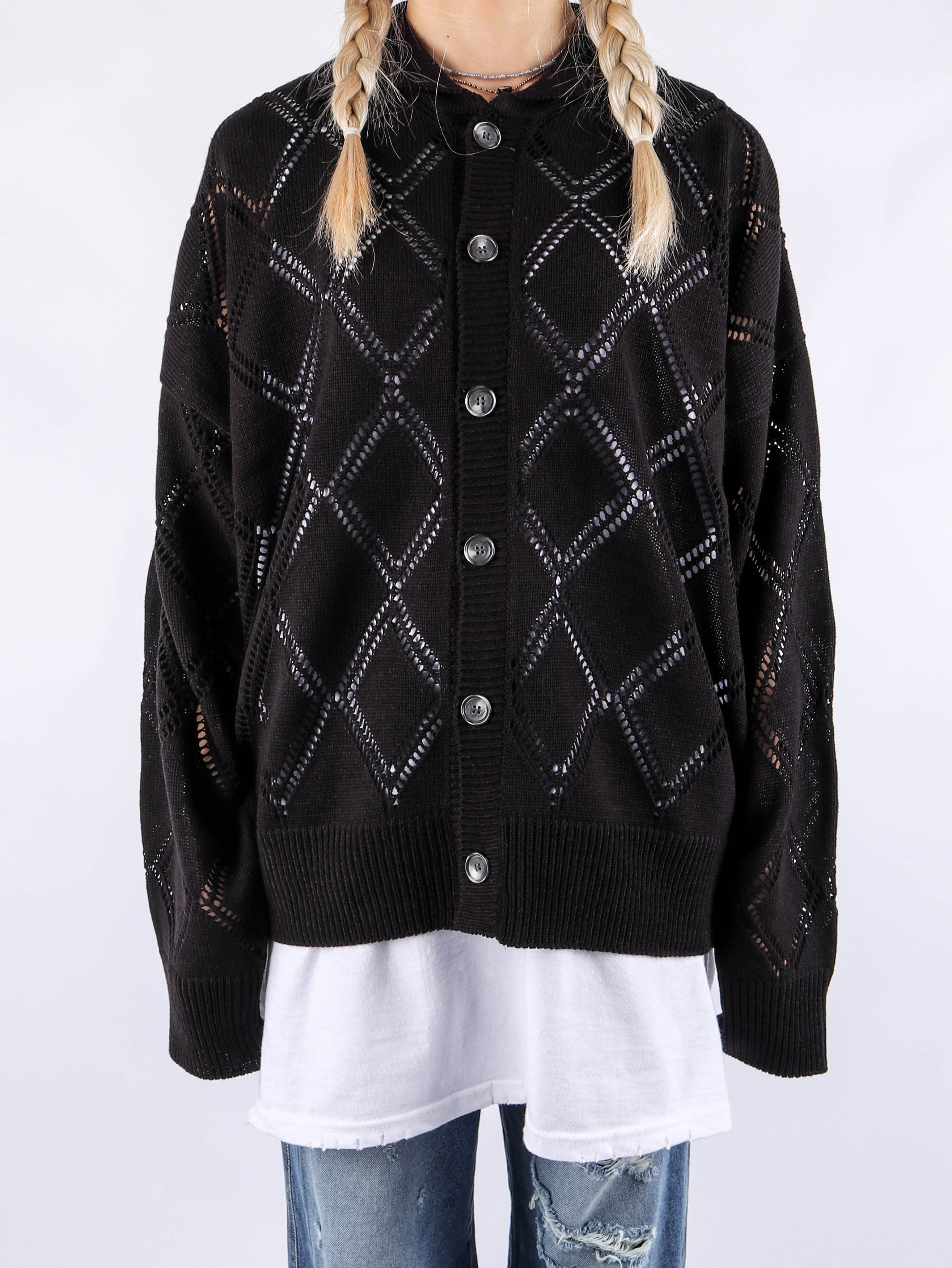 WW Diamond Punching Collar Cardigan (4color)