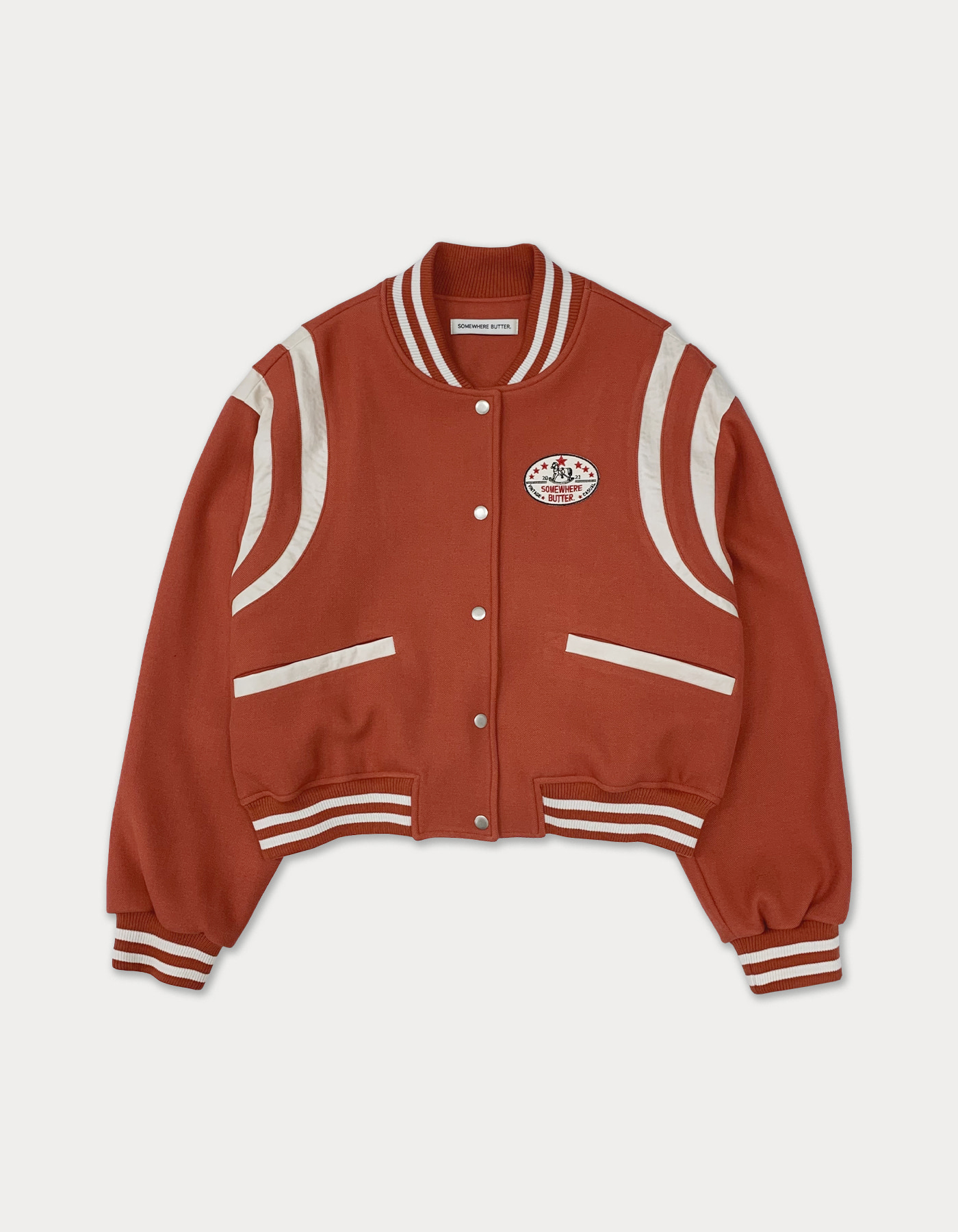 childhood varsity jacket - vintage red