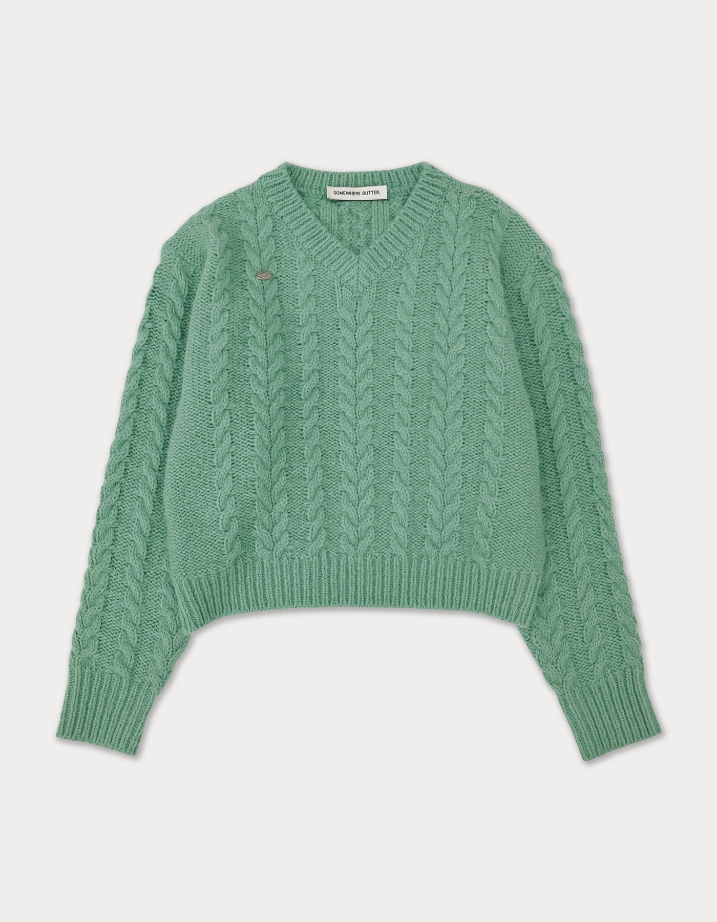 Anna alpaca cable sweater - pistachio