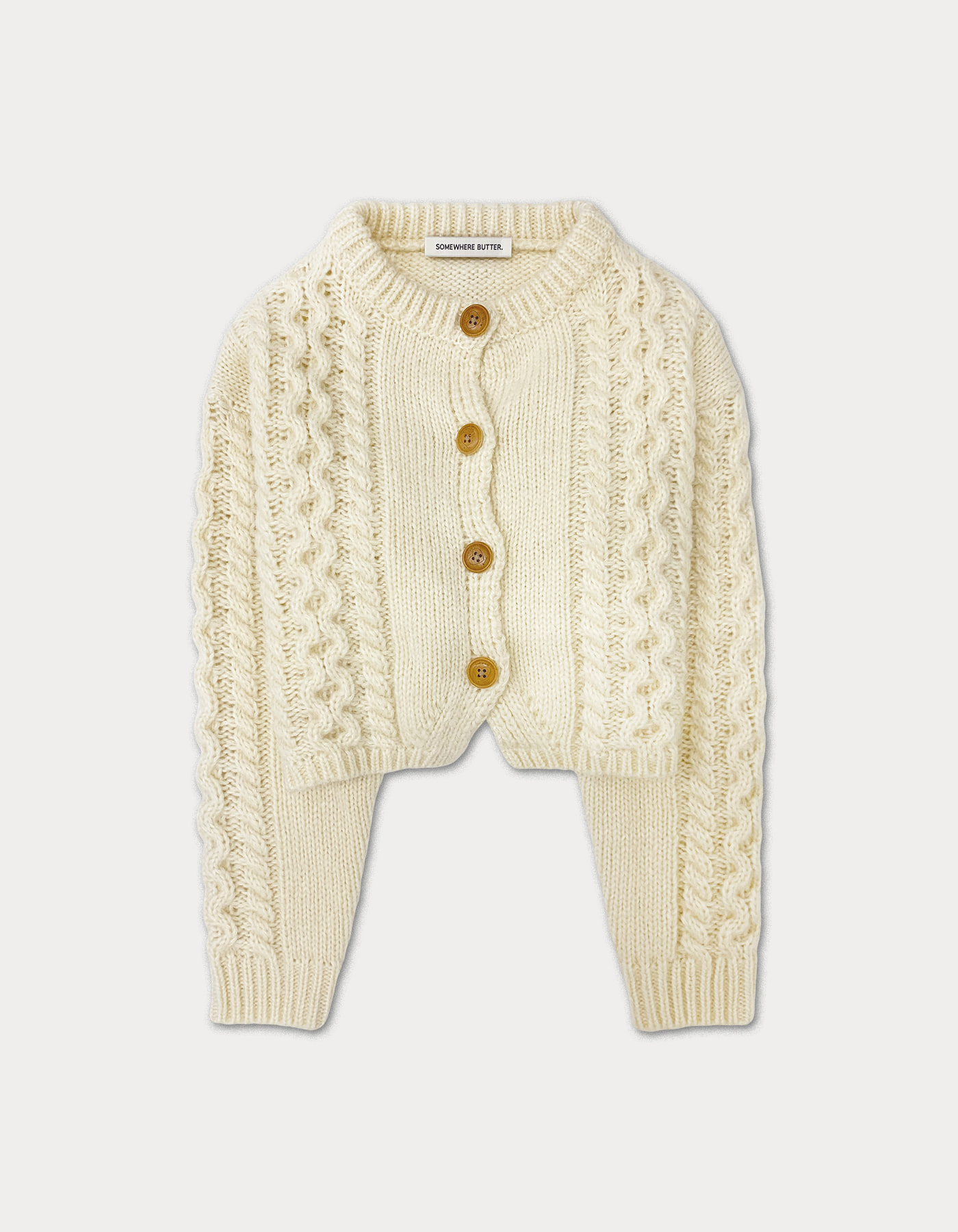 Woodbutton cable cardigan - cream