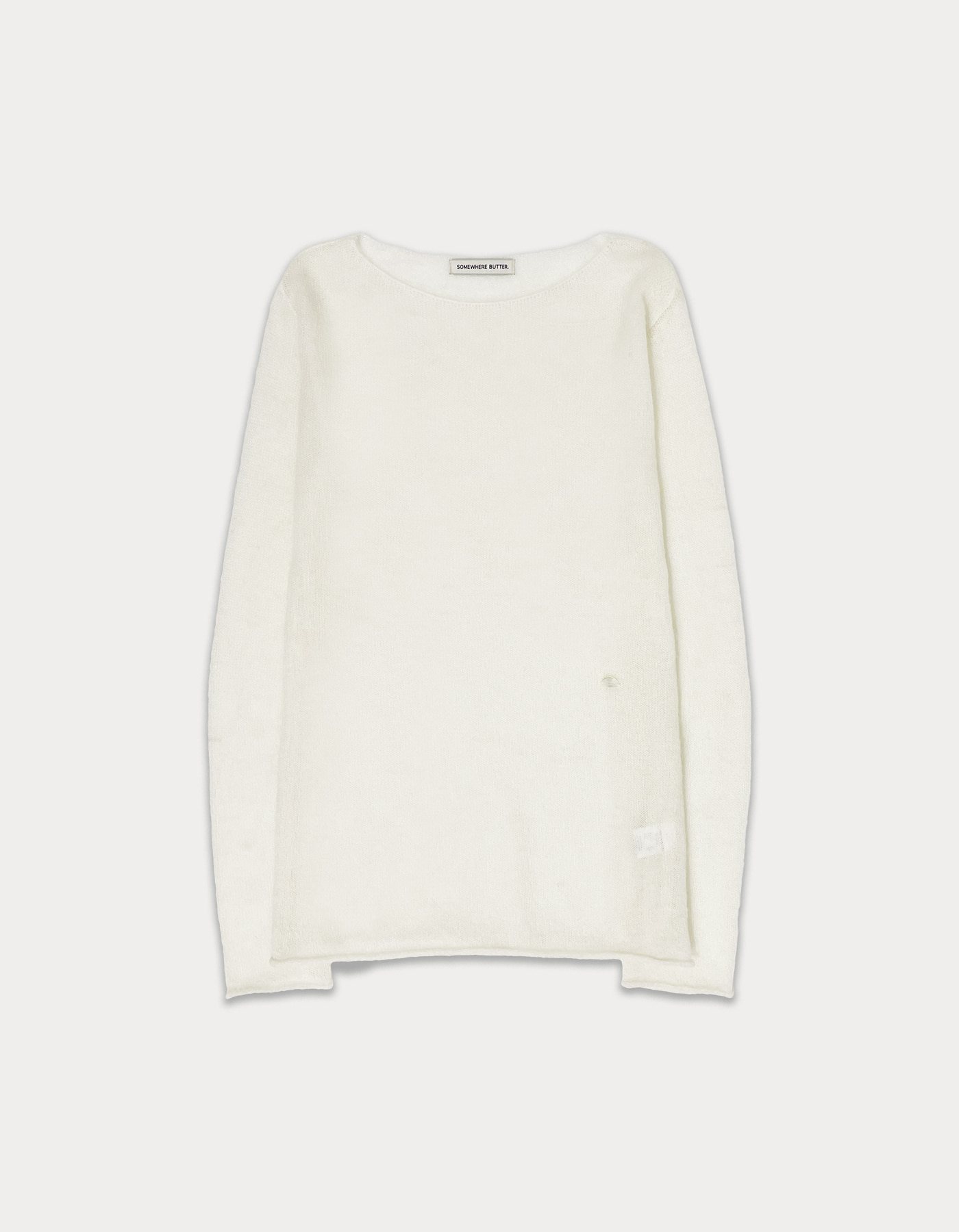 See-through long sleeve knit - ivory