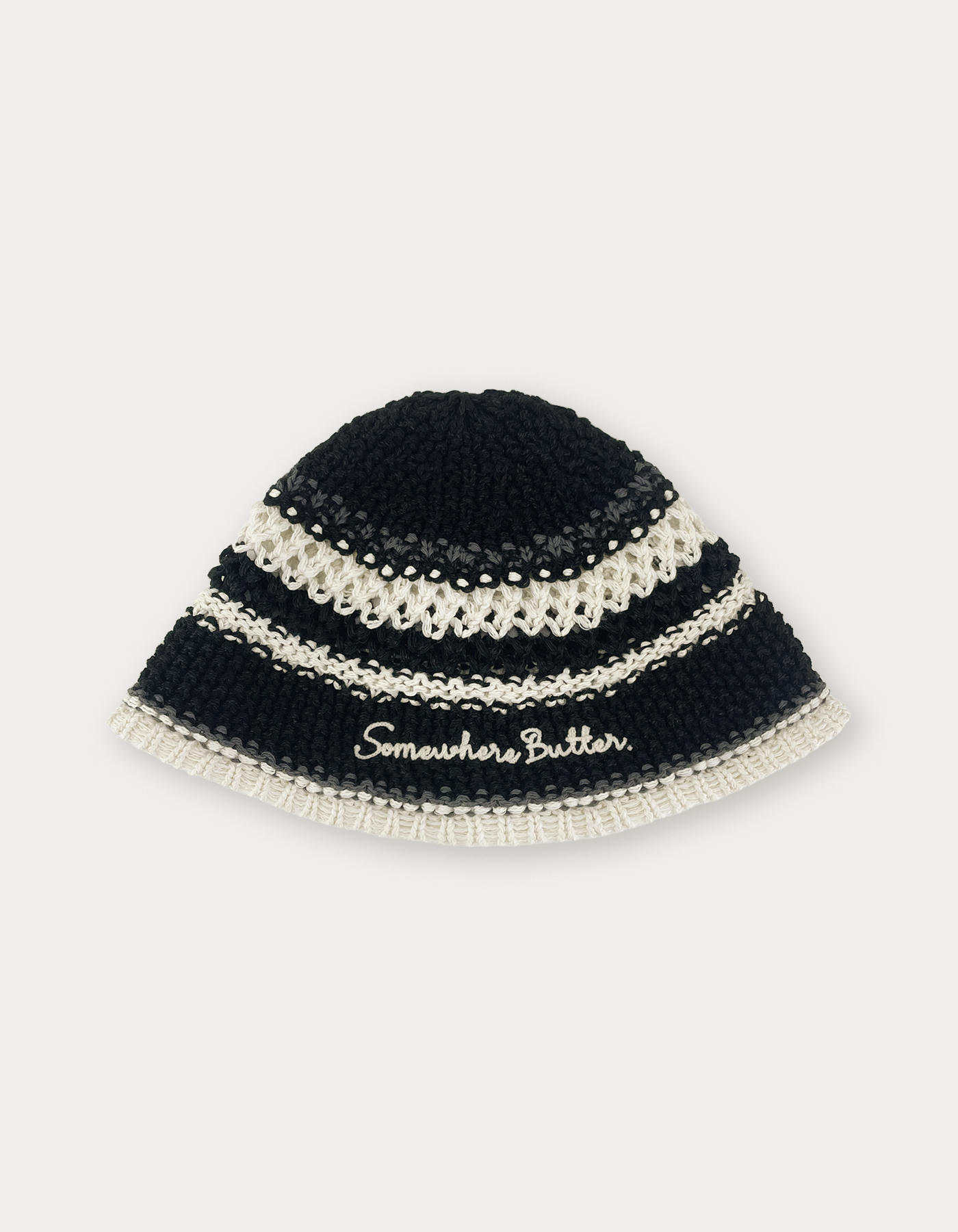 KNIT BUCKET HAT IN BLACK MIX LIGHT BROWN WOOL 431639