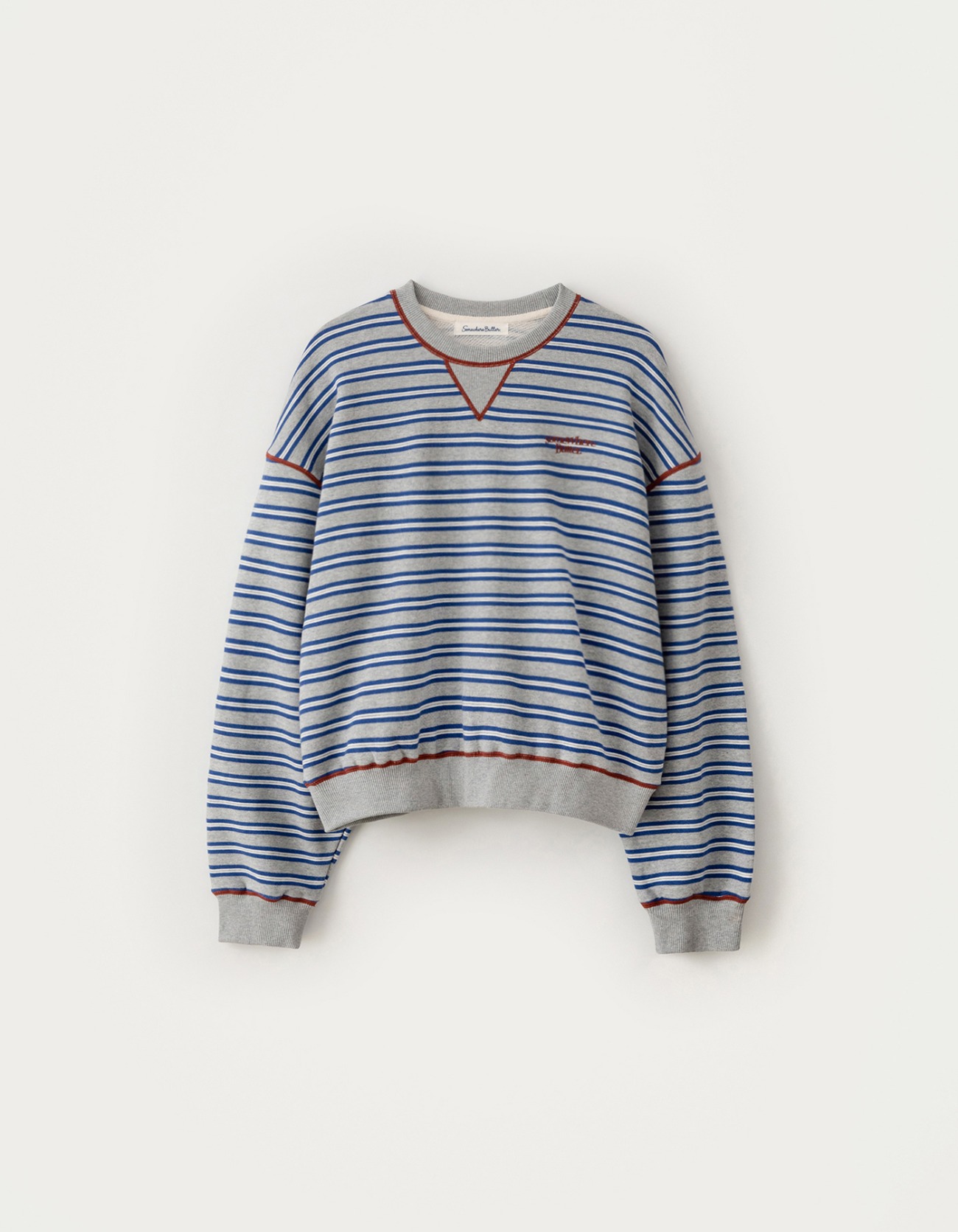 4.21 출고 Small Wave Logo Stripe Sweatshirt - Grey - SOMEWHERE BUTTER.