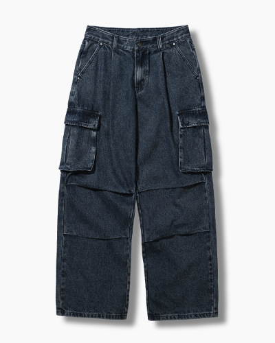 DIMITRI BLACK★ONE-TUCK PARASUIT CARGO DENIM PANTS ★3色 DIMITRI BLACK) ONE-TUCK PARASUIT CARGO DENIM PANTS | 3