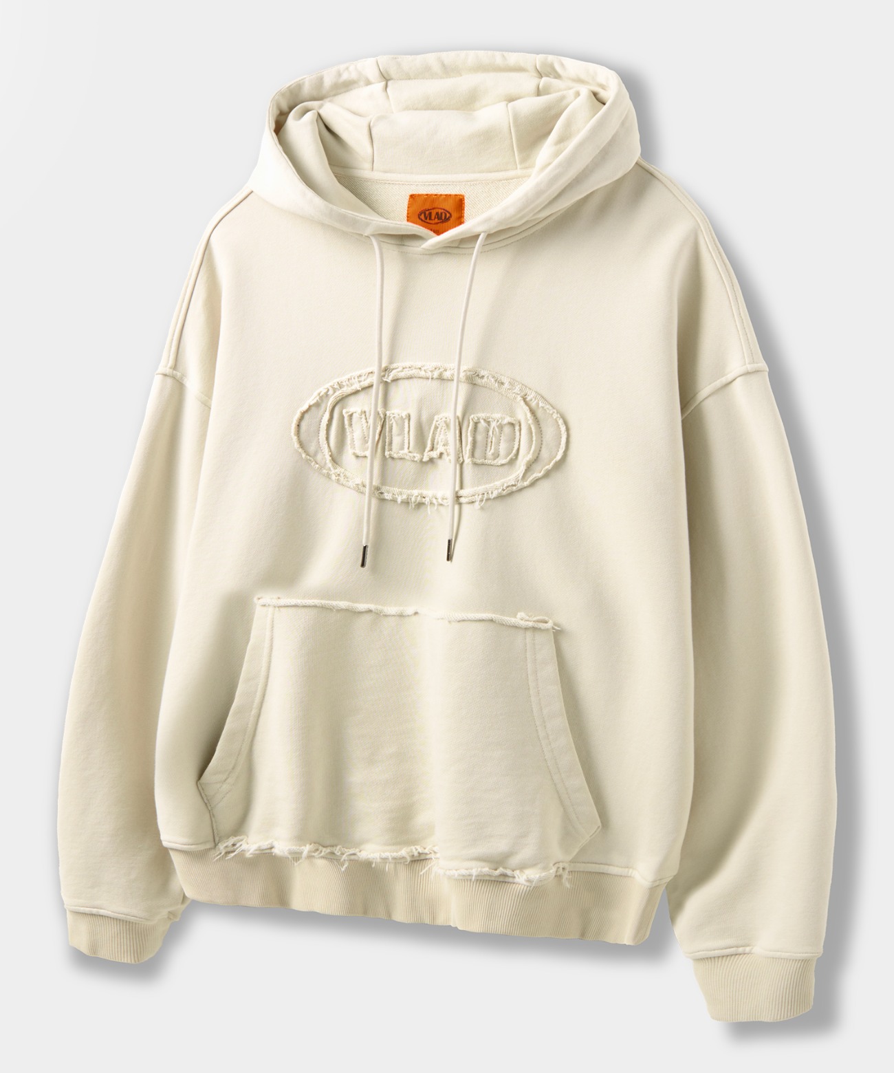 ★DIMITRI BLACK★VLAD cut-off applique hooded sweatshirt★ Top - 디미트리블랙 (DIMITRIBLACK)