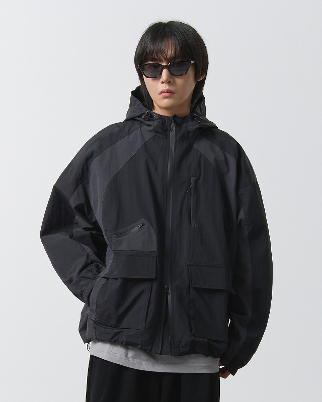 VLAD) 2WAY AUTHENTIC HOOD WINDBREAKER JACKET_BLACK&CHACOAL