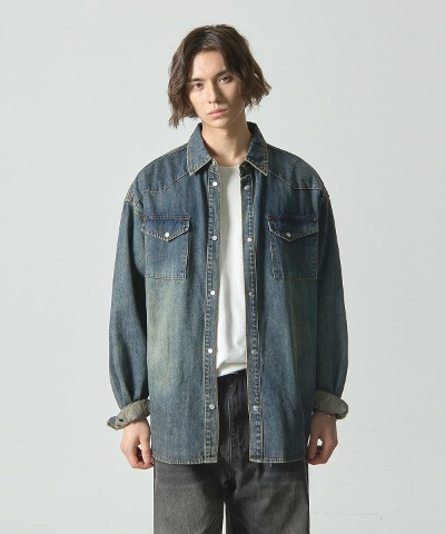 【DIMITRI BLACK】 Bio Western Cotton Shirt BIO WESTERN DENIM SHIRT_LIGHT BLUE - 디미트리블랙 (DIMITRIBLACK)