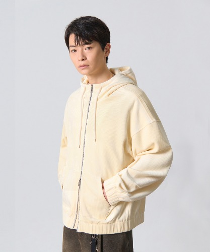 ★DIMITRI BLACK★ 2WAY Essential Corduroy Hooded Zip-Up Oatm 2WAY ESSENTIAL CORDUROY HOODED ZIP-UP_BLACK - 디미트리블랙