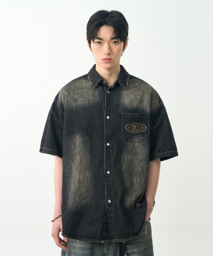 【DIMITRI BLACK】 VLAD Denim Applique Hooded T-Shirt MUSINSA | DIMITRI BLACK VLAD DENIM APPLIQUE HOODED T