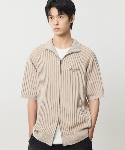 Tシャツ・カットソー DIMITRI BLACK VLAD 2WAY Two-tone short-sleeved zip-up knit c 디미트리블랙 (DIMITRIBLACK)