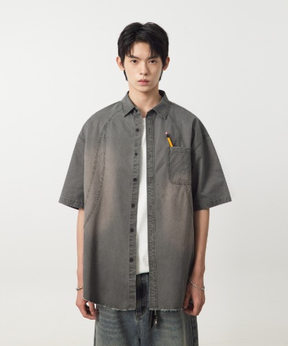 Tシャツ・カットソー DIMITRI BLACK VLAD 2WAY Two-tone short-sleeved zip-up knit c 디미트리블랙 (DIMITRIBLACK)