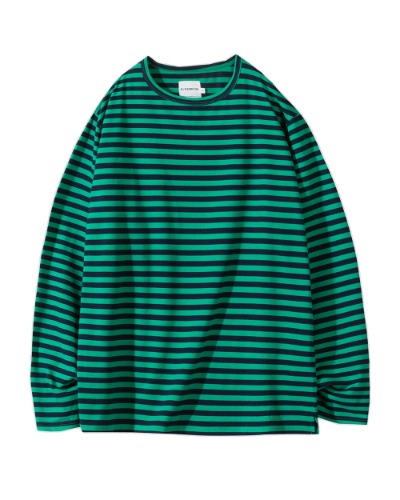 (올시즌) LAYERING STRIPE T-SHIRT_NAVY&amp;GREEN