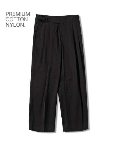 SIDEFIX TWO- TUCK SEMI WIDE PANTS_BLACK