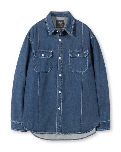 PIN TUCK DENIM SHIRTS_BLUE