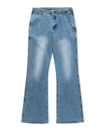 WAISTLESS SEMI FLARE BOOTCUT DENIM PANTS_LIGHT INDIGO