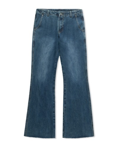 WAISTLESS SEMI FLARE BOOTCUT DENIM PANTS_INDIGO