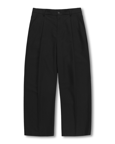 (ASI) REVERSE QUAD-TUCK CURVED SLACKS_BLACK