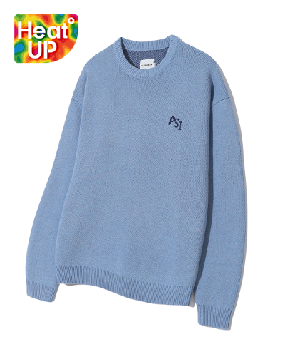 (올시즌) ASI WOOL SMALL LOGO HEAVY ROUND NECK KNIT_SKY BLUE