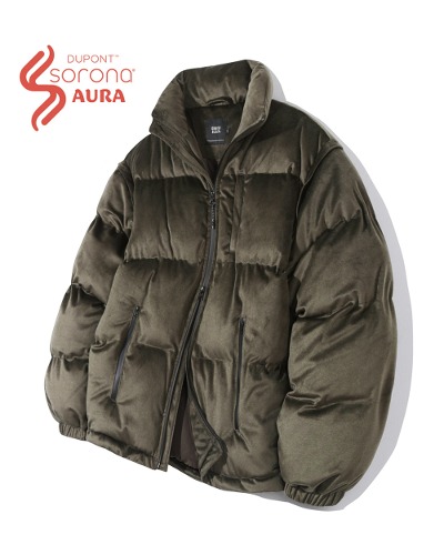 VELVET PADDED JACKET_KHAKI BROWN