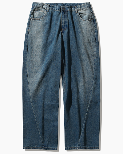 CURVED SLASH DENIM PANTS_INDIGO