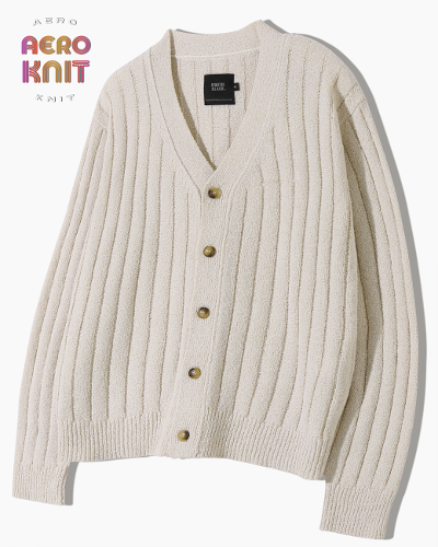 STRIPE BOUCLE KNIT CARDIGAN_OATMEAL