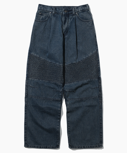 (VLAD) SEMI-WIDE WASHED BIKER DENIM PANTS_BLUE GRAY