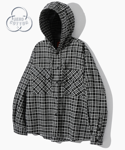 (VLAD) DOUBLE POCKET CHECK HOOD SHIRT_BLACK