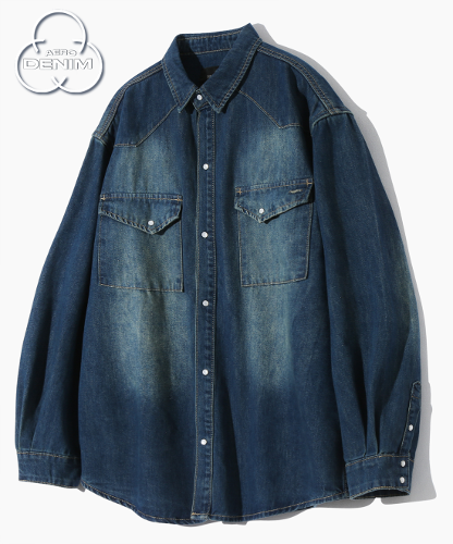 BIO WASHING WESTERN DENIM SHIRT_INDIGO