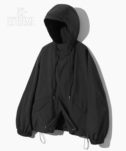 2WAY MILITARY HOOD WINDBREAKER JACKET_BLACK