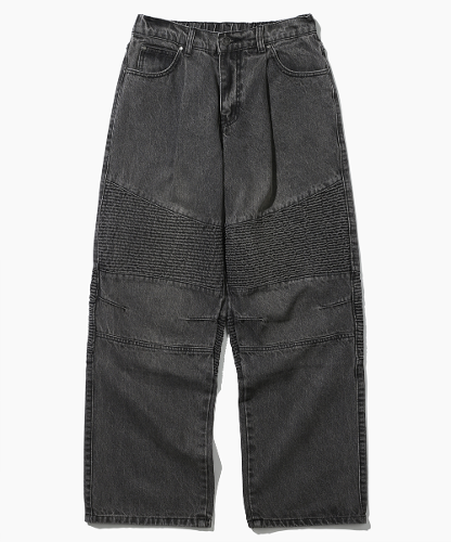 (VLAD) SEMI-WIDE WASHED BIKER DENIM PANTS_GRAY