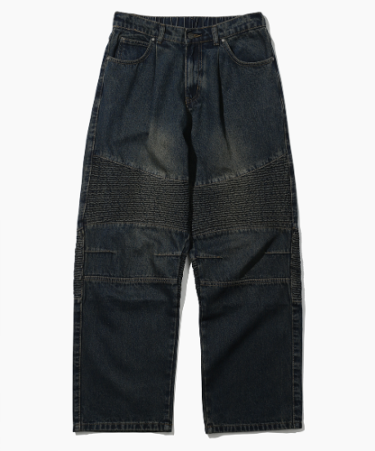 (VLAD) SEMI-WIDE WASHED BIKER DENIM PANTS_YELLOW WASHING