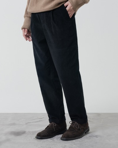 CORDUROY TAPERED PANTS_BLACK