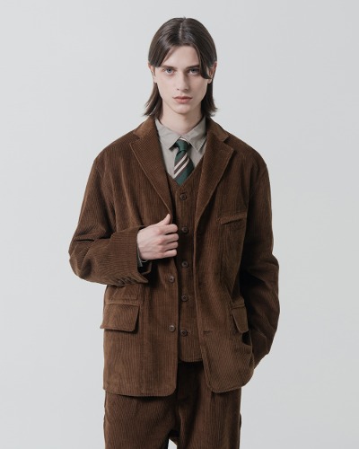 CORDUROY FATIGUE JACKET_BROWN