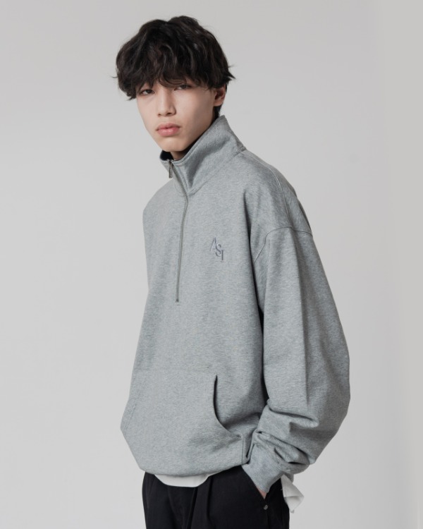 (올시즌) ASI HALF ZIP_UP PULLOVER_DARK MELANGE