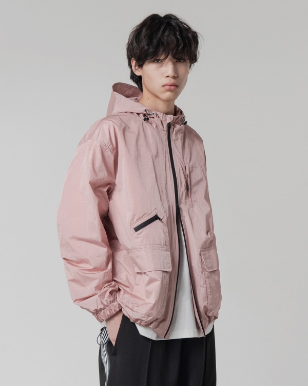 (올시즌) 2WAY NYLON METAL WINDBREAKER_DUSTY PINK