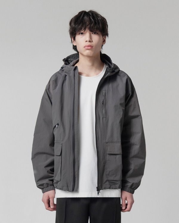 (올시즌) 2WAY AUTHENTIC WINDBREAKER_CHARCOAL GRAY