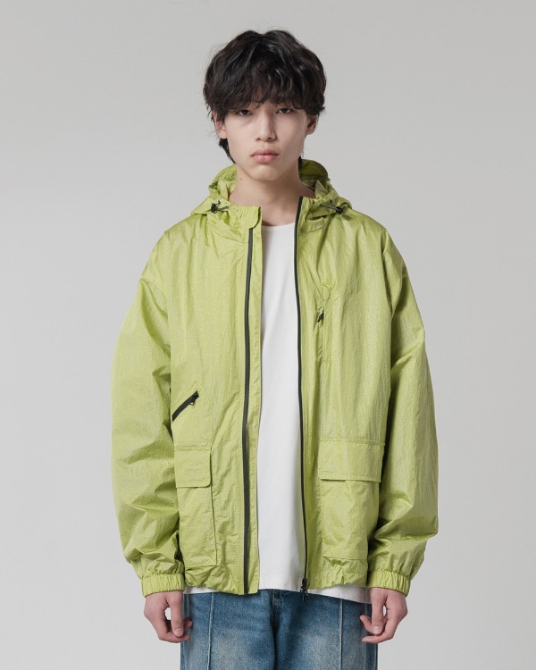 (올시즌) 2WAY NYLON METAL WINDBREAKER_NEON GREEN