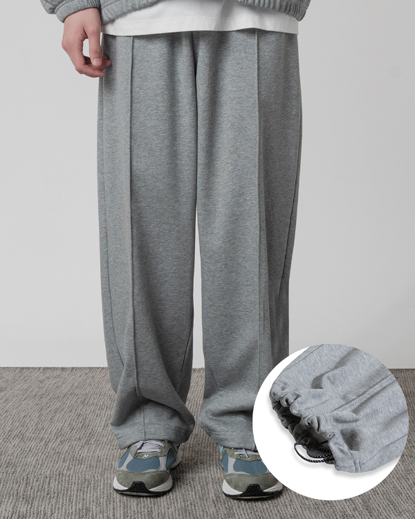 (올시즌) WIDEFIT PIN TUCK SWEAT PANTS_DARK MELANGE