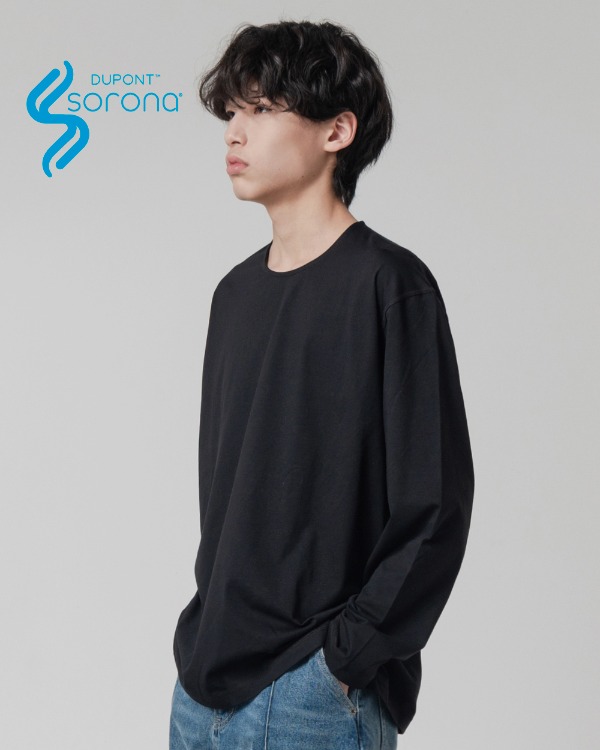 (올시즌) Sorona® BASIC COTTON LAYERING T-SHIRT_BLACK