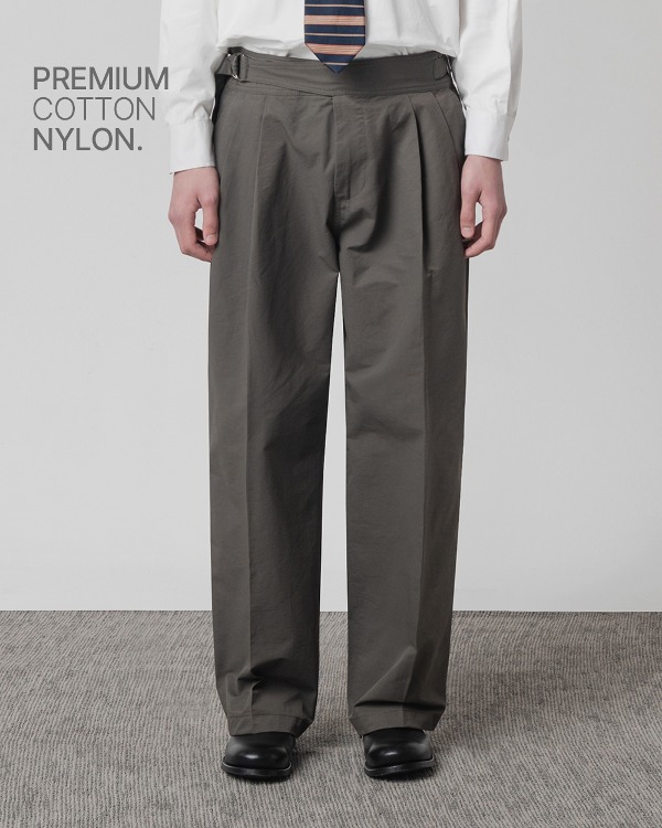 SIDEFIX TWO- TUCK SEMI WIDE PANTS_GRAY